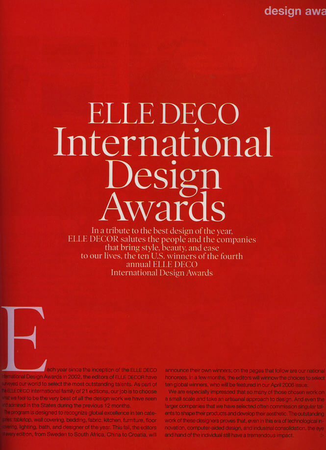 Elle Deco Design Award, November 2005